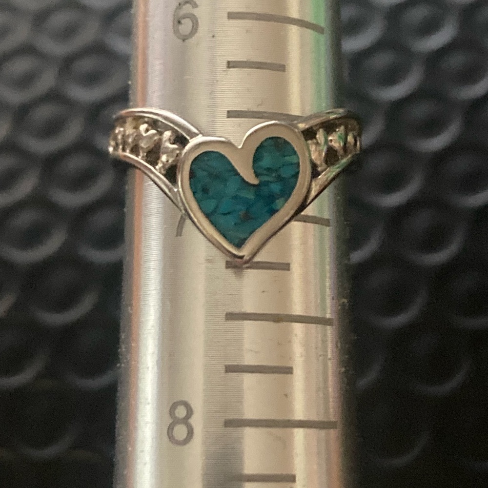 Silver Heart Ring with turquoise Accent